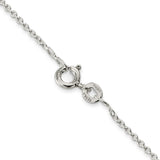 925 White Gold 1 mm Polished Chain Necklace, Solid alternate angle