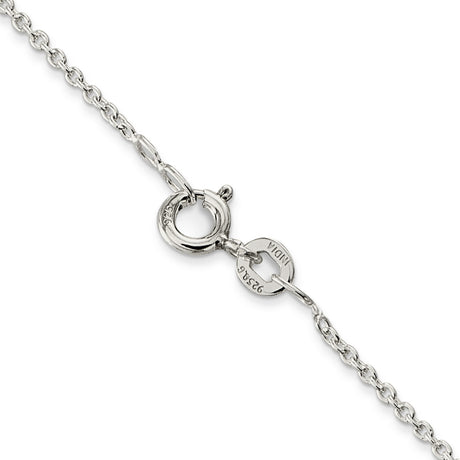 925 White Gold 1 mm Polished Chain Necklace, Solid alternate angle