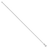 925 White Gold 1 mm Polished Chain Anklet, Solid