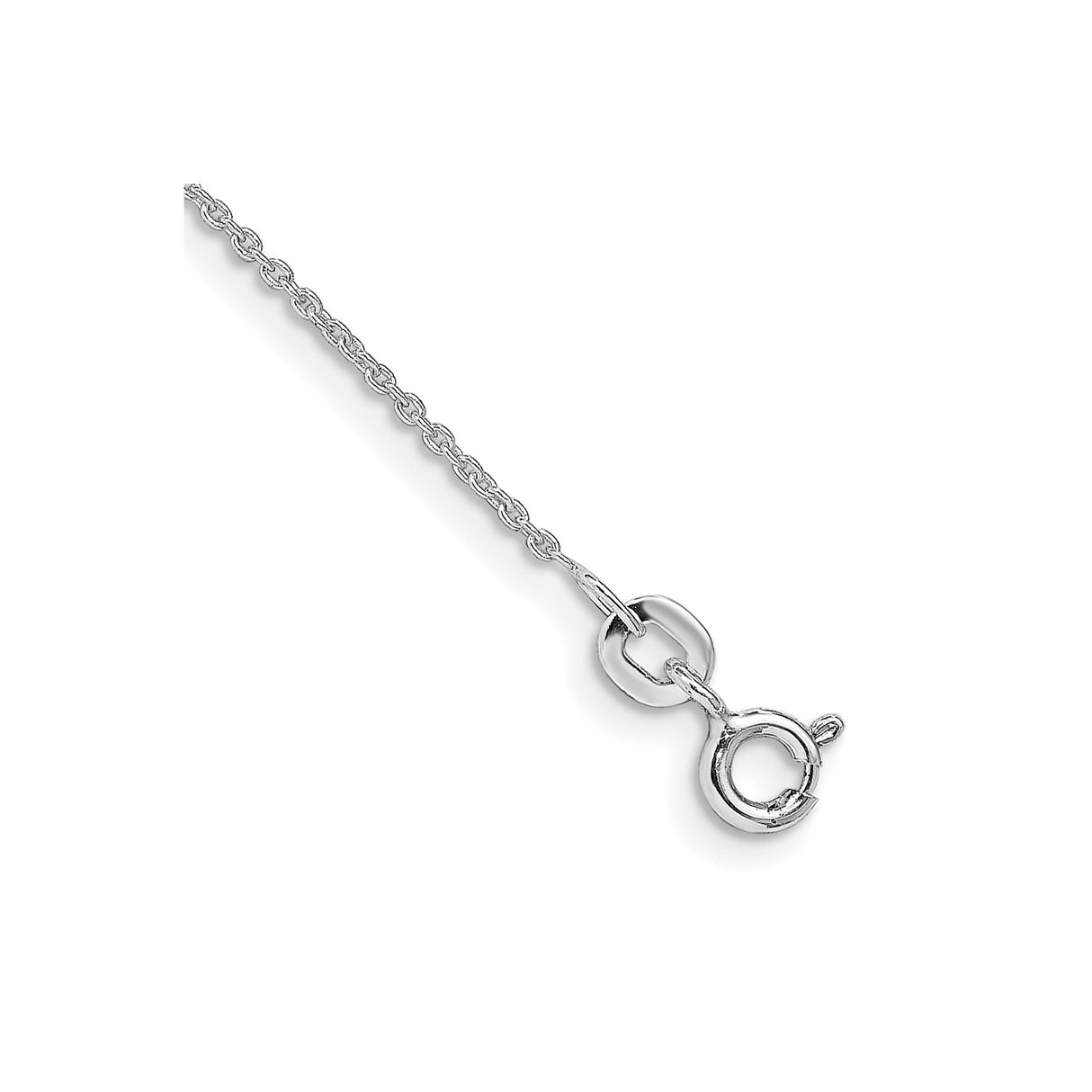 925 White Gold 1 mm Polished Chain Anklet, Solid shown for scale