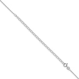 925 White Gold 1 mm Polished Chain Necklace, Solid detail view