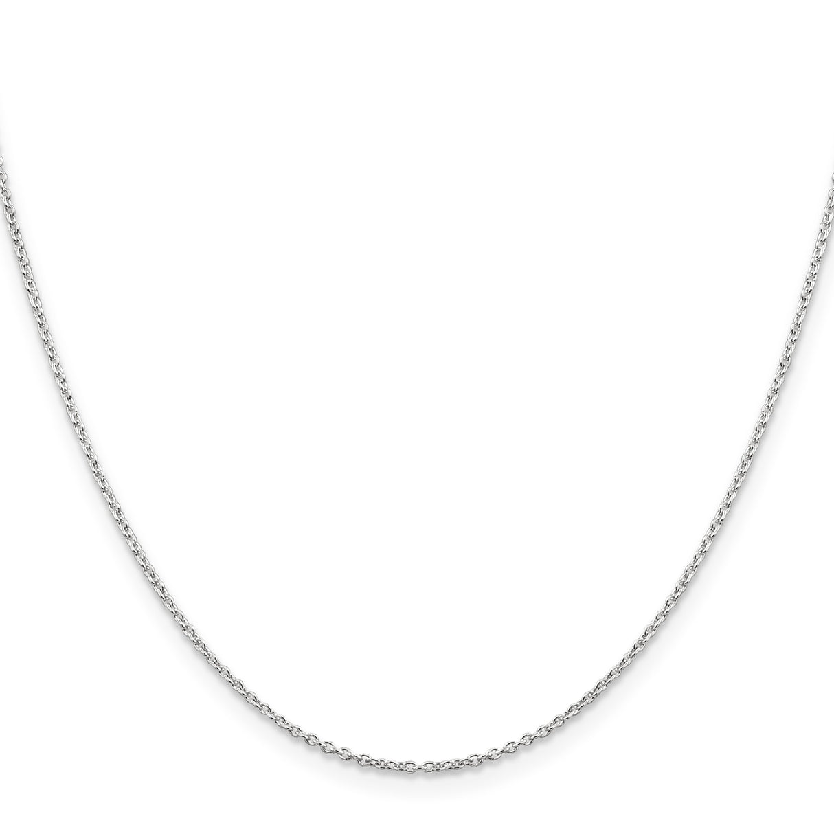 925 White Gold 1.25 mm Polished Chain Necklace, Solid