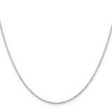 925 White Gold 1.25 mm Polished Chain Necklace, Solid