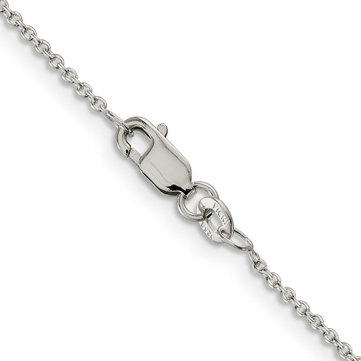 925 White Gold 1.25 mm Polished Chain Necklace, Solid alternate angle