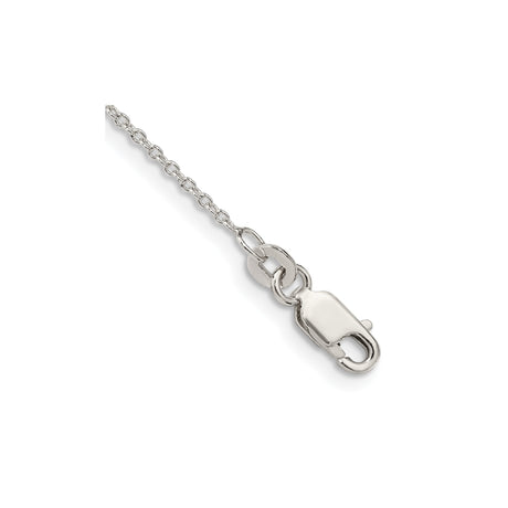 925 White Gold 1.25 mm Polished Chain Anklet, Solid shown for scale