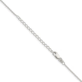 925 White Gold 1.25 mm Polished Chain Necklace, Solid detail view