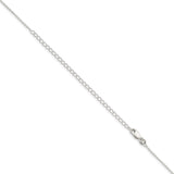 925 White Gold 1.25 mm Polished Chain Necklace, Solid detail view