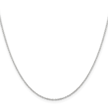 925 White Gold 1.25 mm Polished Chain Necklace, Solid