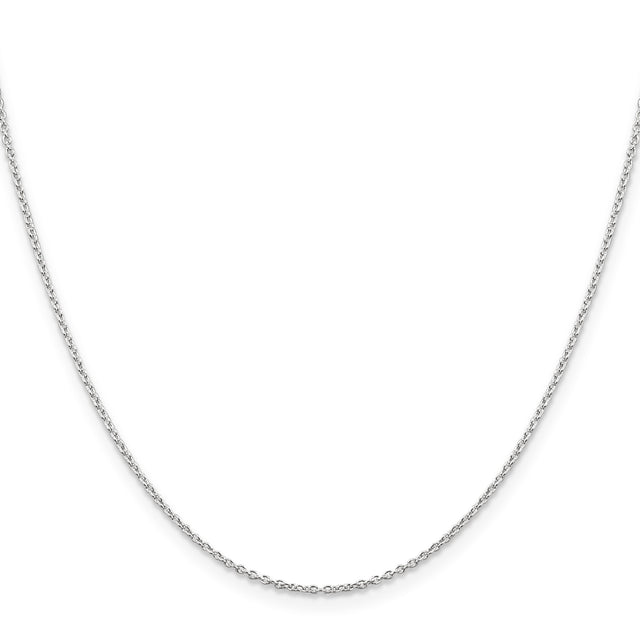 925 White Gold 1.25 mm Polished Chain Necklace, Solid
