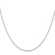925 White Gold 1.25 mm Polished Chain Necklace, Solid