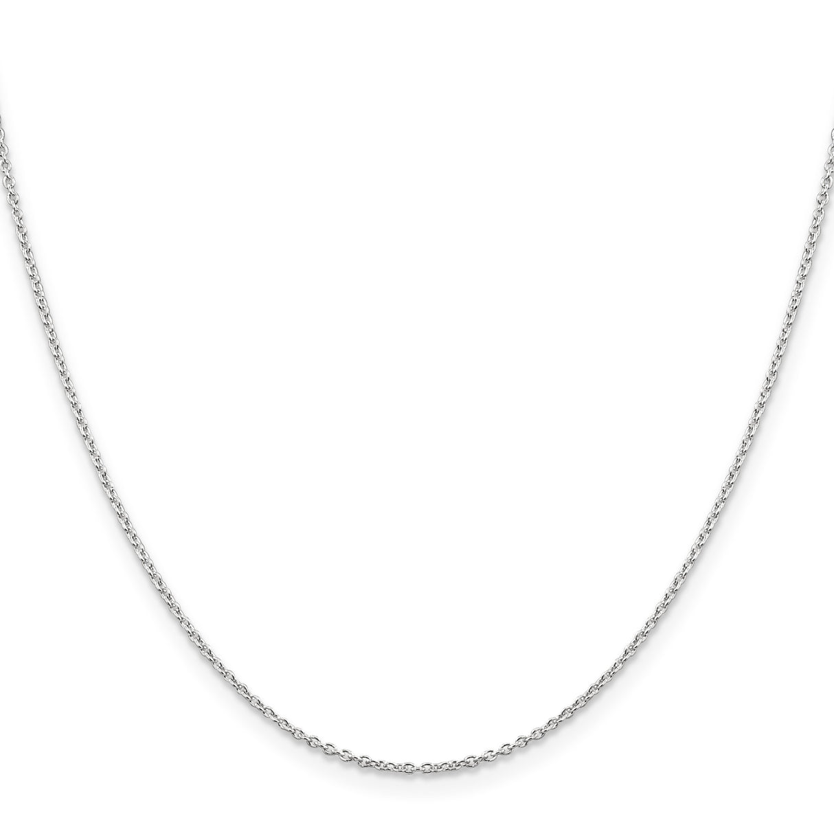 925 White Gold 1.25 mm Polished Chain Necklace, Solid