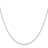 925 White Gold 1.25 mm Polished Chain Necklace, Solid