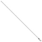 925 White Gold 1.25 mm Polished Chain Anklet, Solid