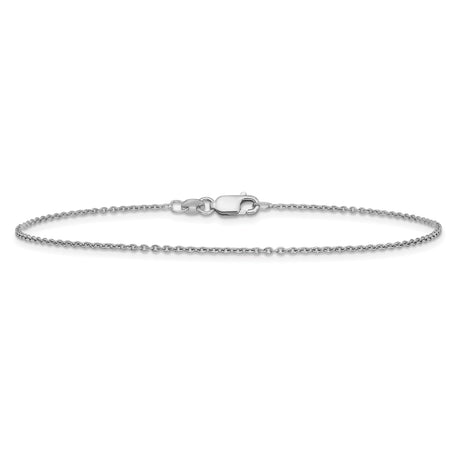 925 White Gold 1.25 mm Polished Chain Anklet, Solid alternate angle