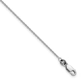 925 White Gold 1.25 mm Polished Chain Anklet, Solid detail view