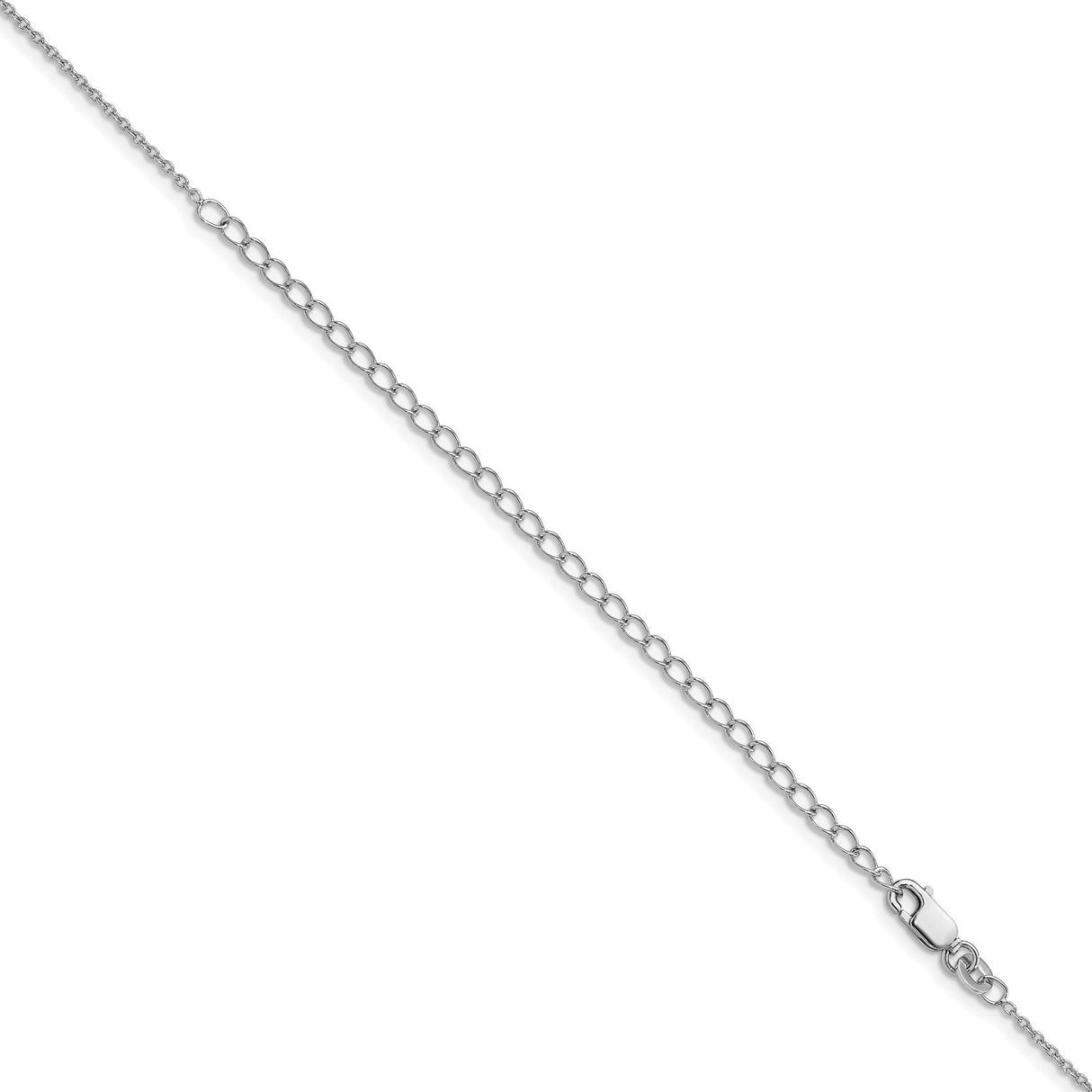 925 White Gold 1.25 mm Polished Chain Necklace, Solid detail view