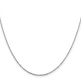 925 White Gold 1.5 mm Polished Chain Necklace, Solid