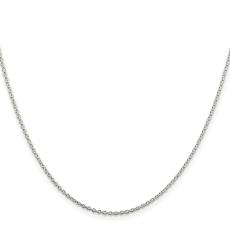 925 White Gold 1.5 mm Polished Chain Necklace, Solid