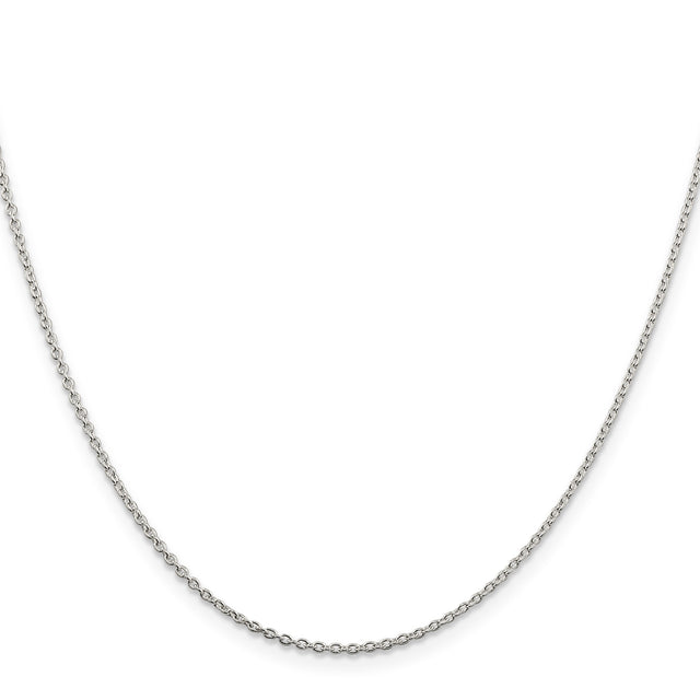 925 White Gold 1.5 mm Polished Chain Necklace, Solid