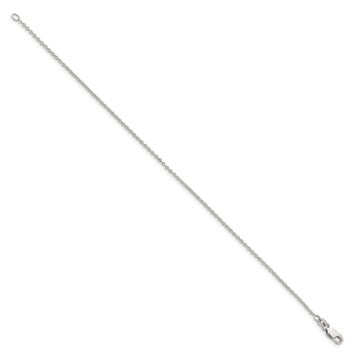 925 White Gold 1.5 mm Polished Chain Bracelet, Solid
