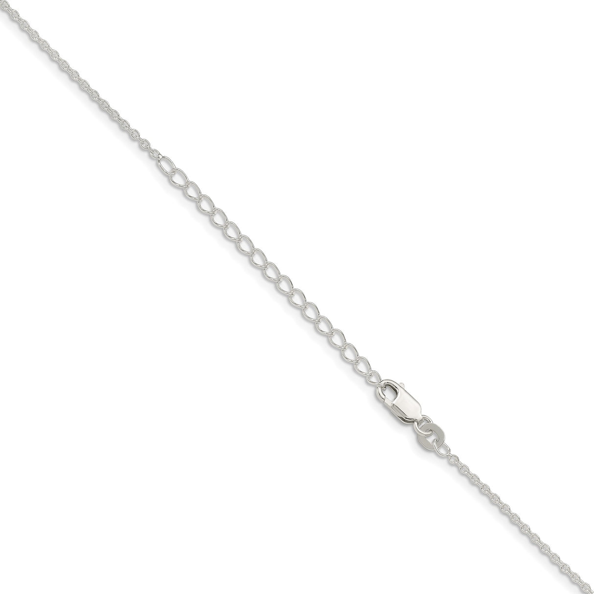 925 White Gold 1.5 mm Polished Chain Necklace, Solid detail view