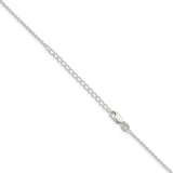 925 White Gold 1.5 mm Polished Chain Necklace, Solid detail view