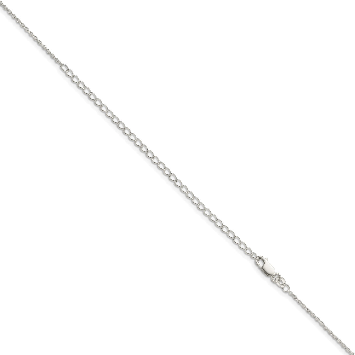 925 White Gold 1.5 mm Polished Chain Necklace, Solid detail view