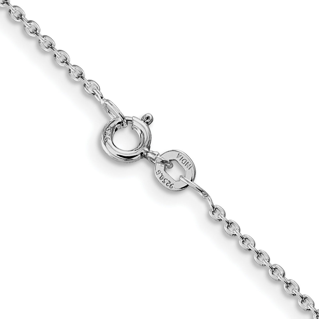 925 White Gold 1.5 mm Polished Chain Necklace, Solid alternate angle
