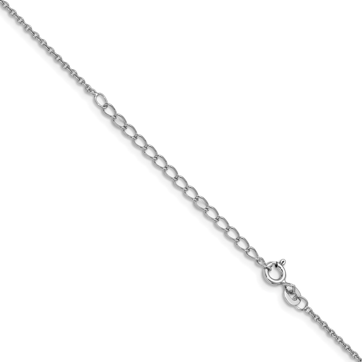 925 White Gold 1.5 mm Polished Chain Necklace, Solid detail view