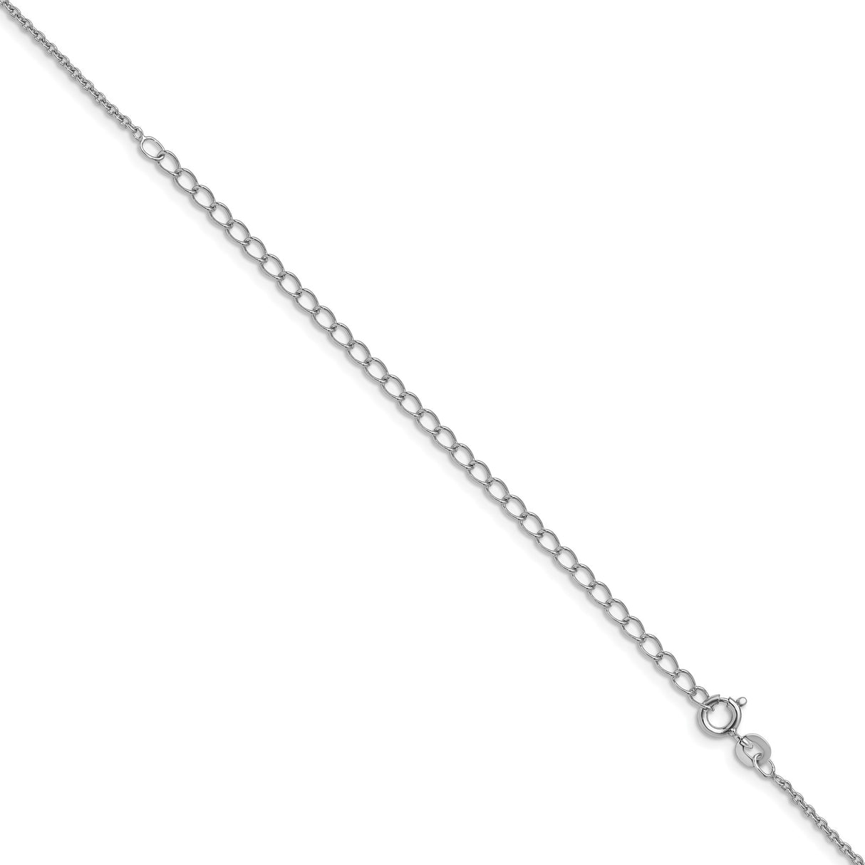 925 White Gold 1.5 mm Polished Chain Necklace, Solid detail view