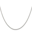 925 White Gold 1.95 mm Polished Chain Necklace, Solid