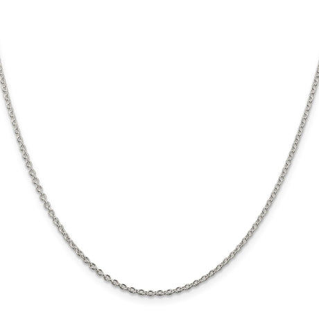 925 White Gold 1.95 mm Polished Chain Necklace, Solid