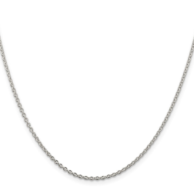 925 White Gold 1.95 mm Polished Chain Necklace, Solid
