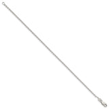925 White Gold 1.95 mm Polished Chain Anklet, Solid