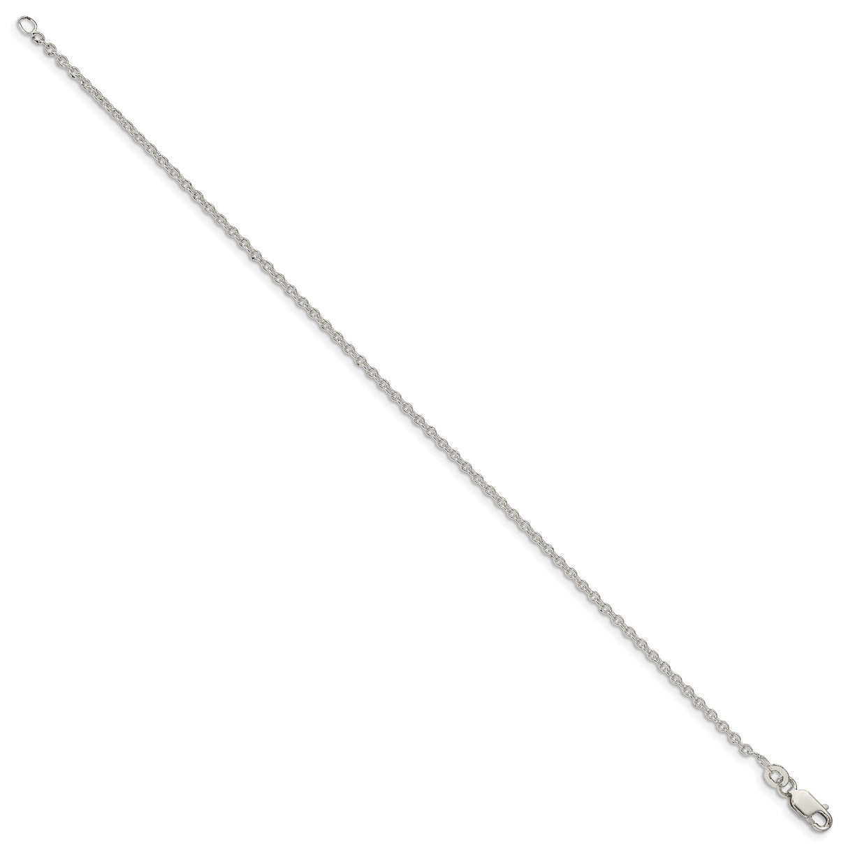 925 White Gold 1.95 mm Polished Chain Bracelet, Solid