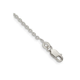 925 White Gold 1.95 mm Polished Chain Anklet, Solid shown for scale