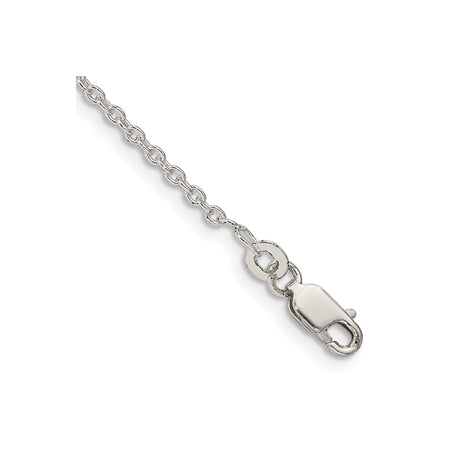 925 White Gold 1.95 mm Polished Chain Anklet, Solid shown for scale