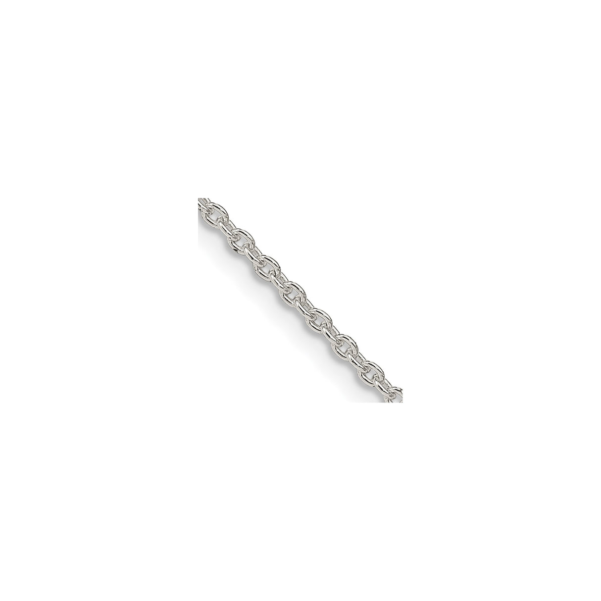 925 White Gold 1.95 mm Polished Chain Necklace, Solid alternate angle