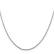 925 White Gold 1.95 mm Polished Chain Necklace, Solid
