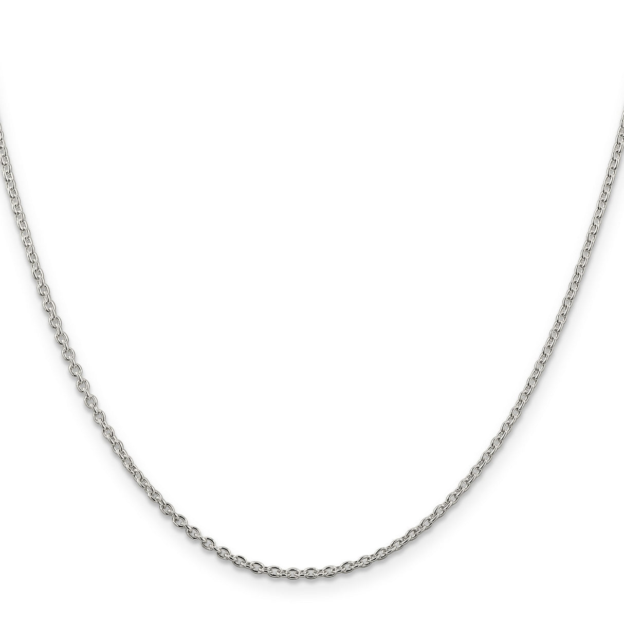 925 White Gold 1.95 mm Polished Chain Necklace, Solid
