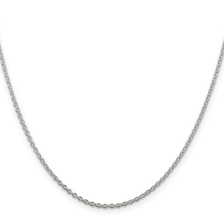 925 White Gold 1.95 mm Polished Chain Necklace, Solid