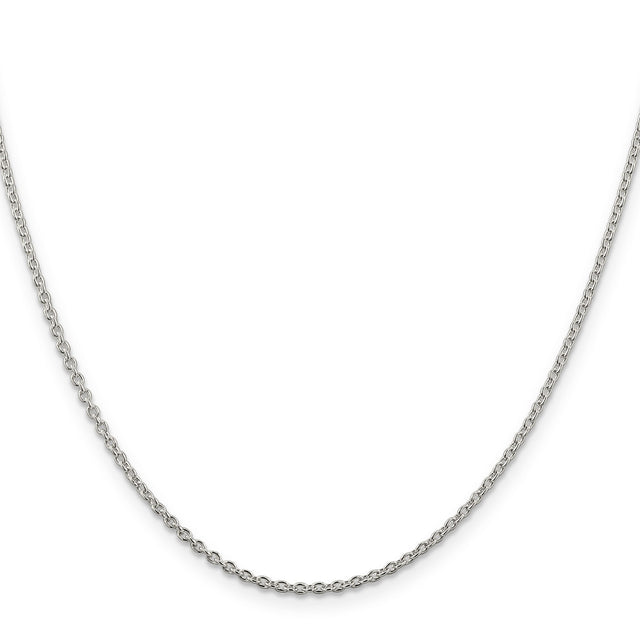 925 White Gold 1.95 mm Polished Chain Necklace, Solid