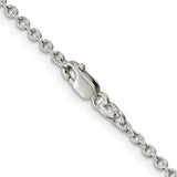 925 White Gold 2.25 mm Polished Chain Necklace, Solid alternate angle
