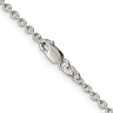 925 White Gold 2.25 mm Polished Chain Necklace, Solid alternate angle
