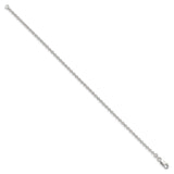 925 White Gold 2.25 mm Polished Chain Bracelet, Solid