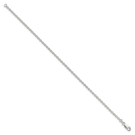925 White Gold 2.25 mm Polished Chain Bracelet, Solid