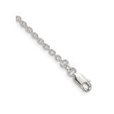 925 White Gold 2.25 mm Polished Chain Bracelet, Solid shown for scale