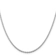 925 White Gold 2.25 mm Polished Chain Necklace, Solid