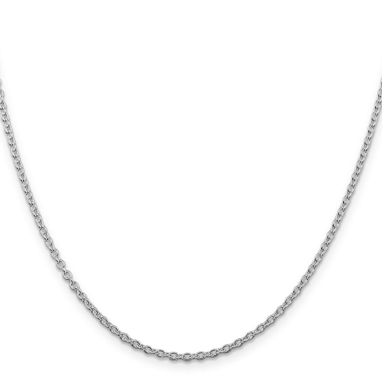 925 White Gold 2.25 mm Polished Chain Necklace, Solid