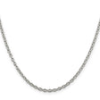 925 White Gold 2.75 mm Polished Chain Necklace, Solid